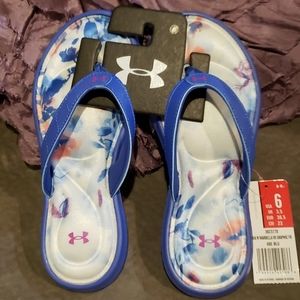 ❤NWT❤ UNDER ARMOUR MARBELLA VII SANDALS WATERCOLOR FLORAL 6 Blueberry